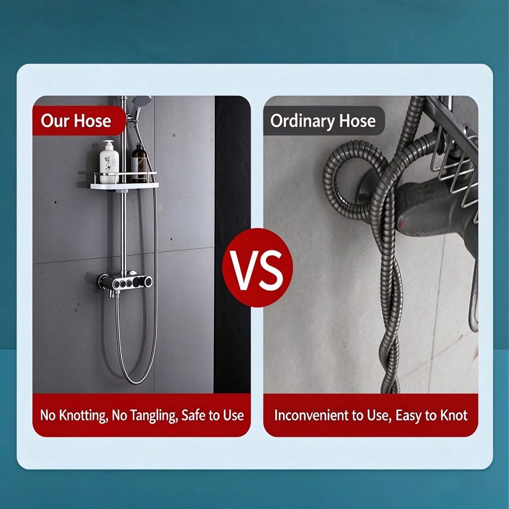 1.5m Shower Head Extension Flexible Stainless Steel Plumbing Hose Shower Head Tube Flexible Bathroom Pipe Bath Accessories