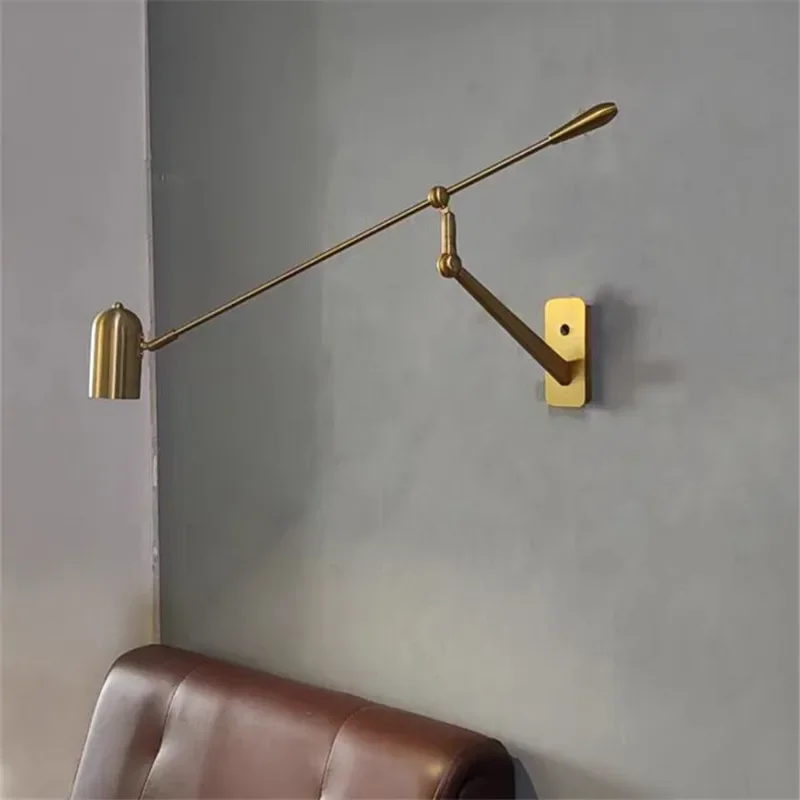 

Nordic retractable long pole wall light Gold rotating reading light Living Room Decoration Bedroom Bedside Sofa Backdrop Light