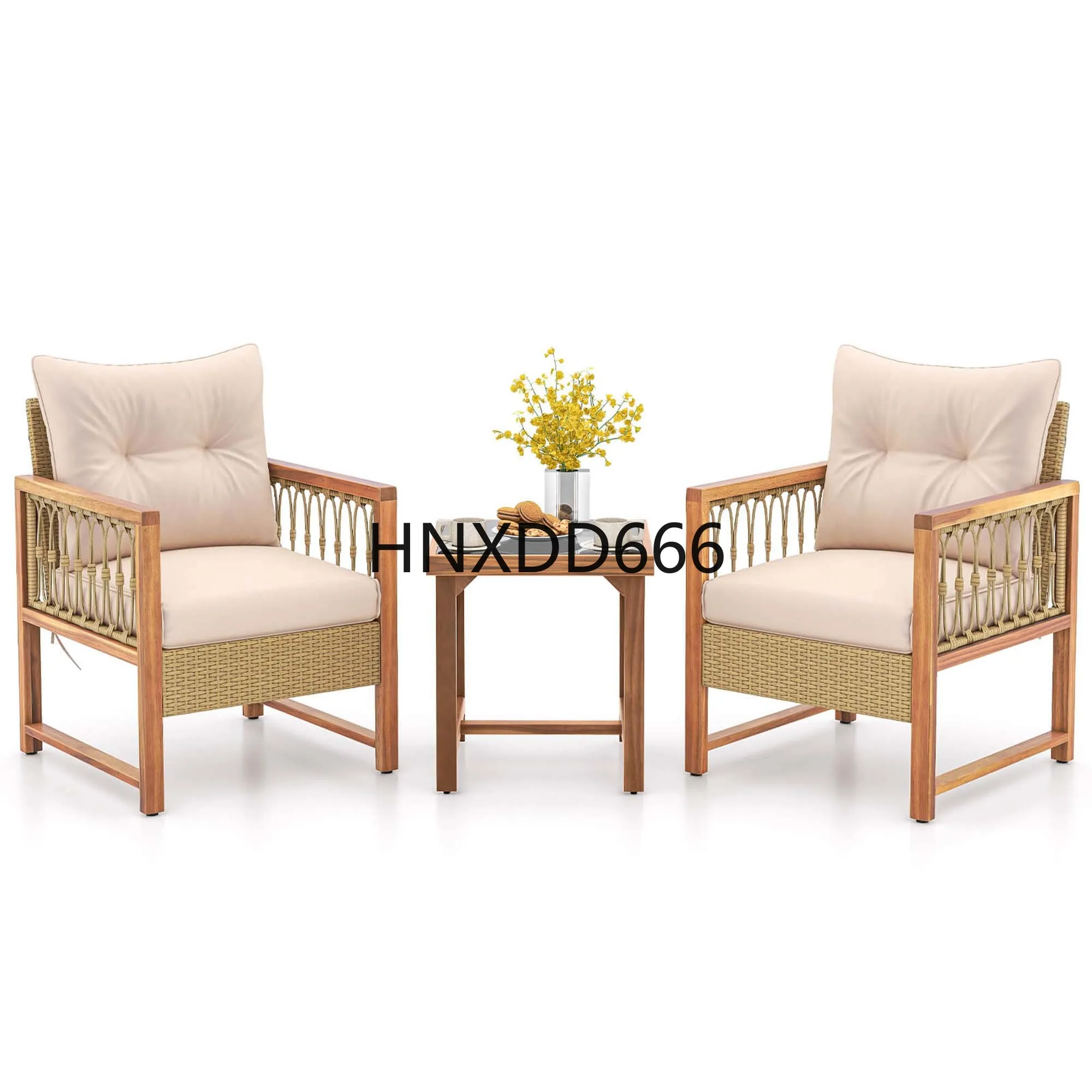 

3 PCS Patio Furniture Set Outdoor PE Wicker Conversation Bistro Set