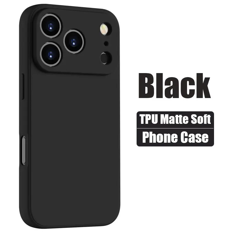 Черный матовый мягкий чехол для iPhone 14, 15, 16, 17 Pro Max, Plus, 17 Air, 16E, а также для iPhone 11, 12, 13 Pro Max, 12 Mini