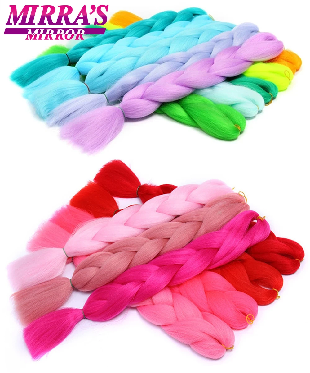 Kinder-Flechthaar, vorgedehnt, Ombre-Jumbo-Zöpfe, synthetisches Flechthaar, Rot, Rosa, Blau, Grau, 61 cm lange Haarverlängerungen für Frauen – Detail 15