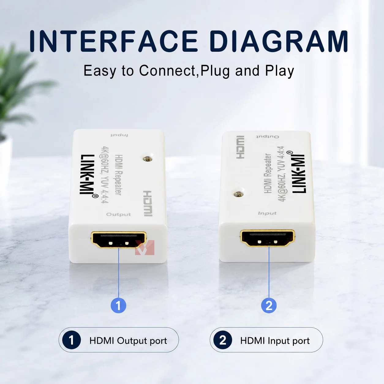 HDMI 2.0 Repeater 4K60Hz 18Gbps HDMI Signal Extender YUV 4:4:4 HDCP 2.2/1.4 CEC 3D No Power Supply