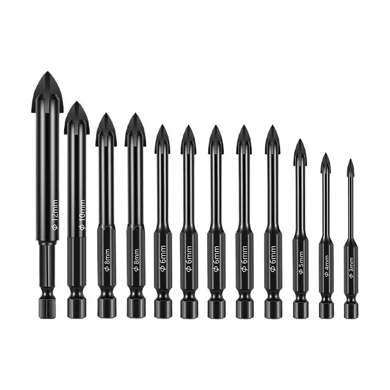 

Concrete Drill Bit Set Masonry Drill Bits Set For Tile Glass Rust-Proof Carbide Alloy Hard Tool Kit For Hammer Tile Stone Metal
