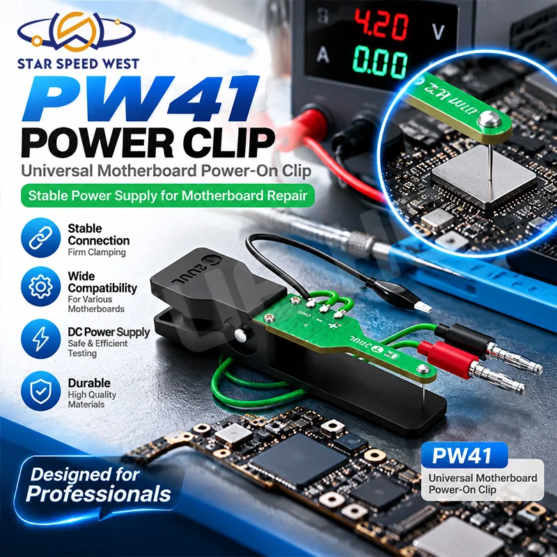 2UUL PW42/PW41 Power Clip Universal Motherboard Power On Tool Dual Mode Base Model Repair with Grounding Wire Banana Plug Cables