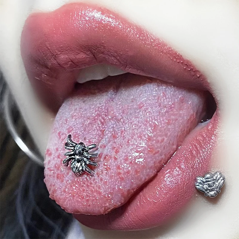 Gothic Jewelry Spider Tongue Studs Halloween Accessories Punk Aesthetic Tongue Studs Body Piercing Egirl  Piercing