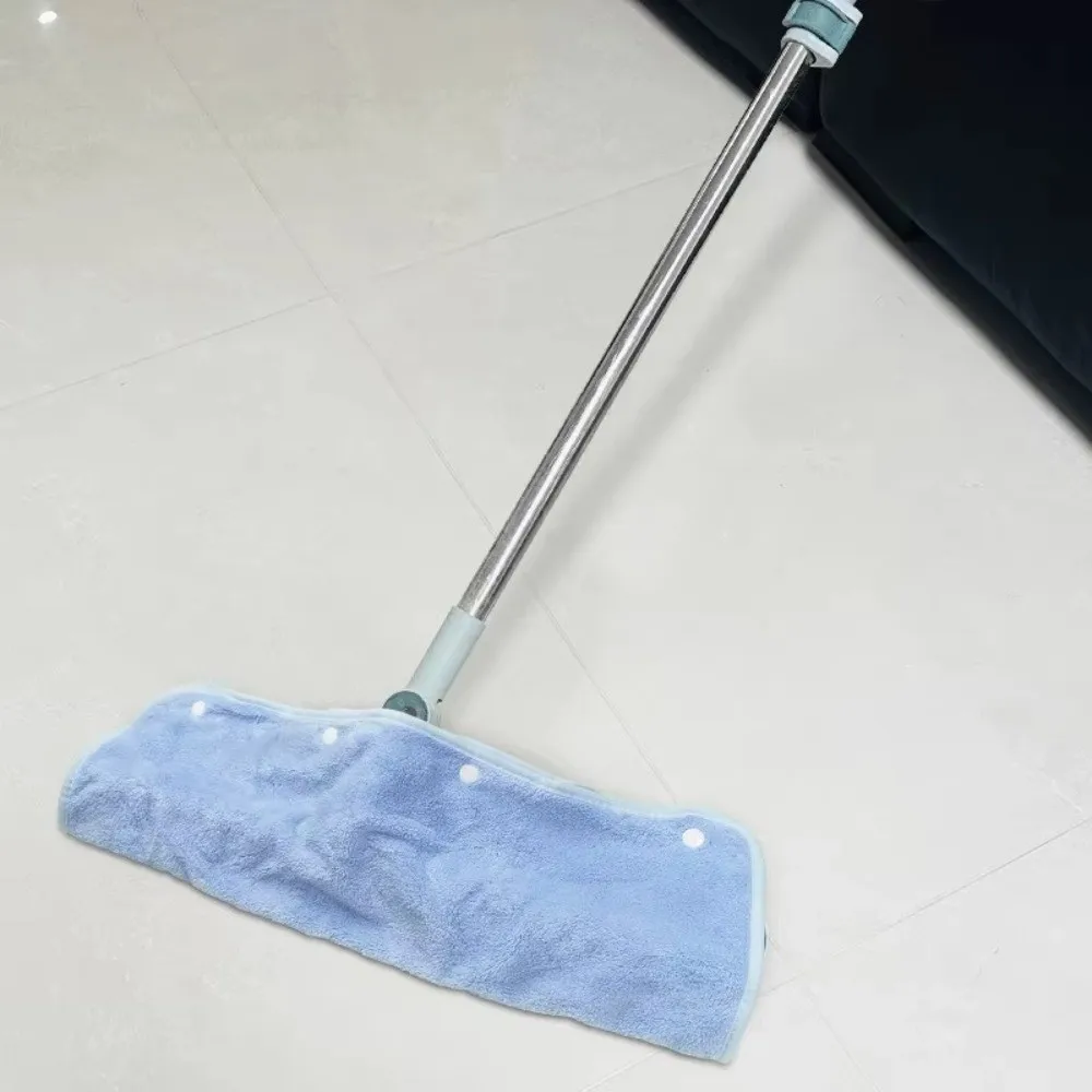 Coral Fleece Mop Replacement Cloth Absorbent Snap Button Reusable Mop Pad Lint Resistant Washable Floor Cleaning Rag