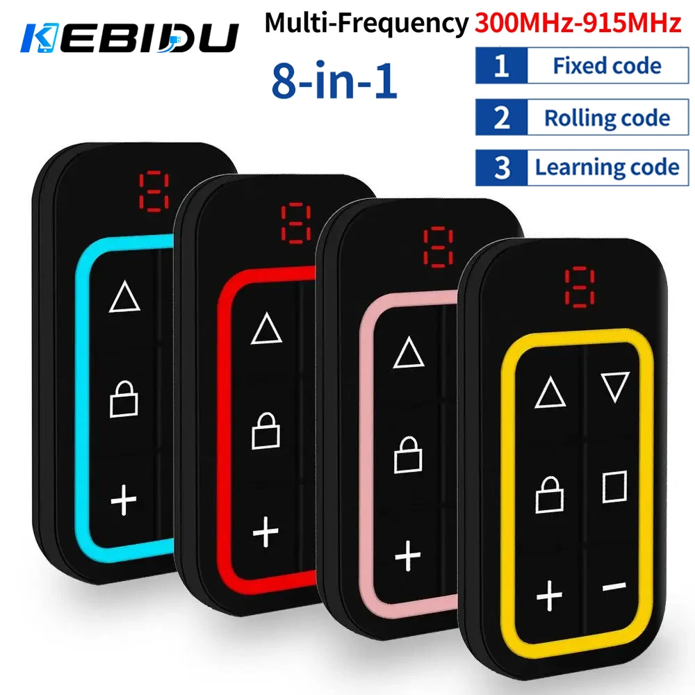 KEBIDU Universal Garage Remote Control Gate Key Duplicator Clone Multi-frequency Garage Door Controller 8 Channels 300-915Mhz