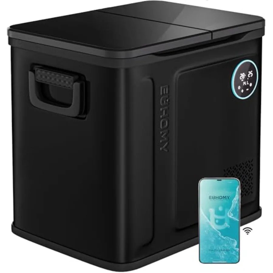 

12V Car Refrigerator, 58QT Dual Zone Electric Cooler with APP Control, Aluminum Interior, Black, -468 Portable Freezer for Camp