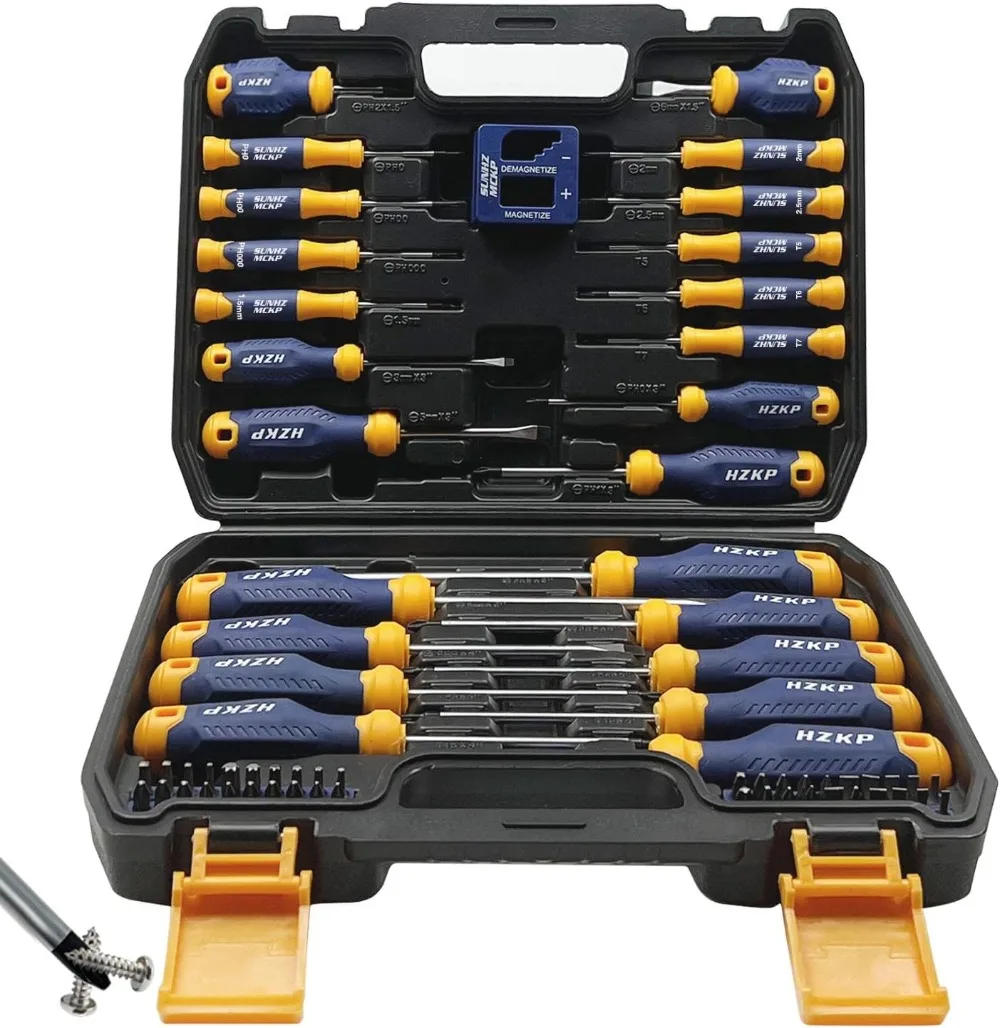 

Set 66-Piece, S2- Alloy Tool Steel, Includes Slotted/Phillips/Torx Mini Precision Screwdriver, Replaceable Screwdriver Bits