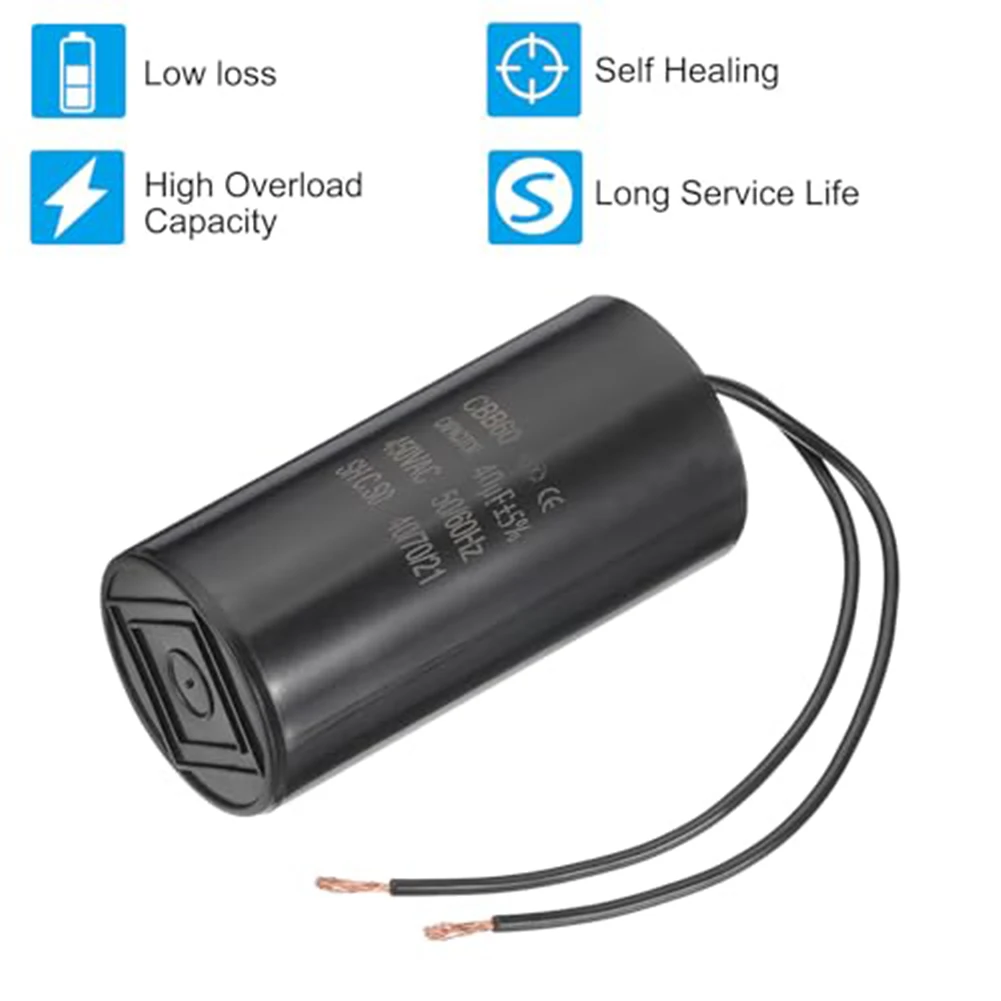 Motor Starting Applications CBB60 Capacitor Reliable Starting Capacitor Motor Motor Controller Black Plastic Shell Construction