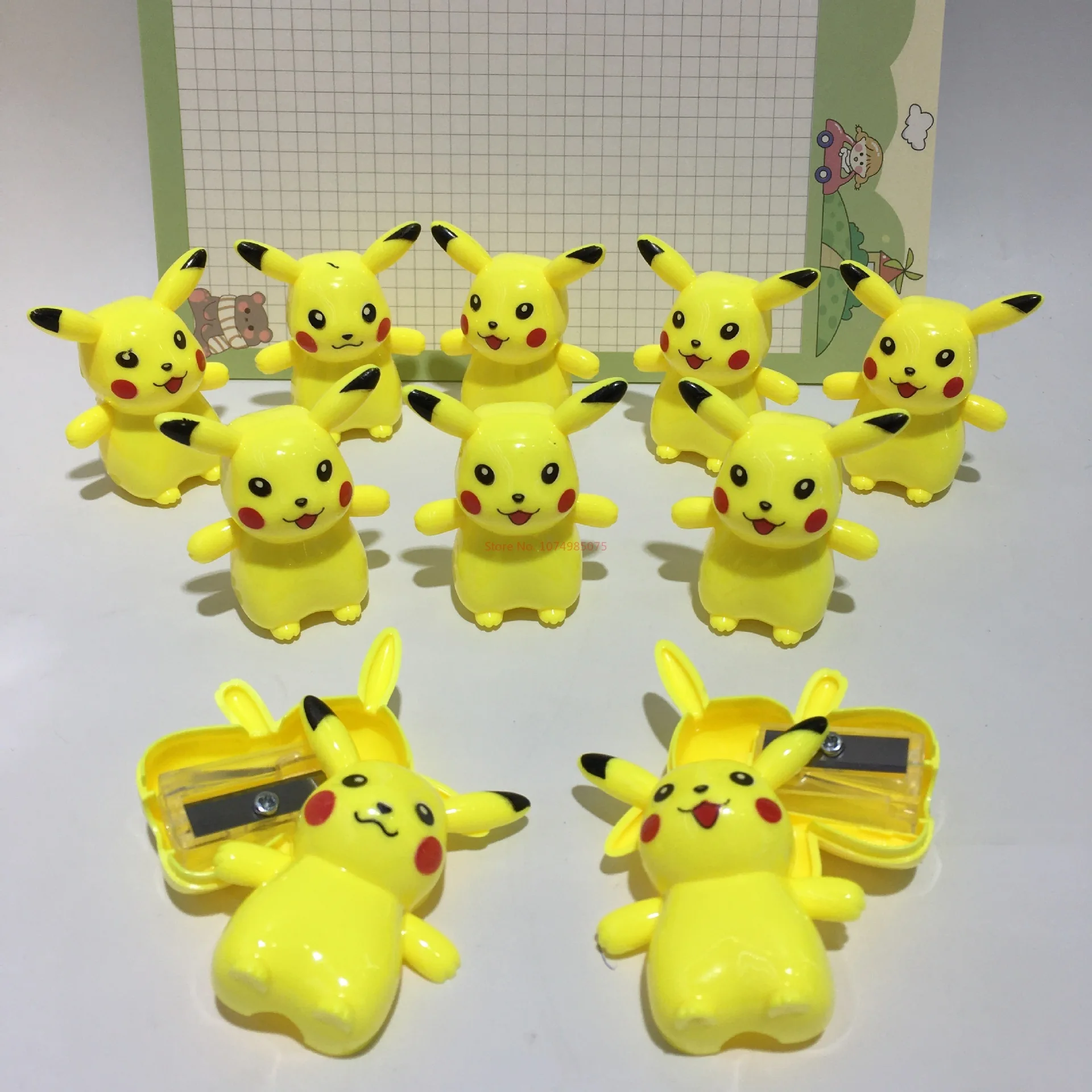 New 60pcs Box Pikachu Hb Pencil Sharpener Kawaii Pencil Sharpener Student Prize Stationery Wholesale