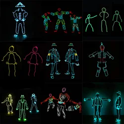 Hot Flexible EL Wire LED Glowing Costume Performence Stage DJ Dance Props Luminous Neon Clothing Light Up Costume For Show