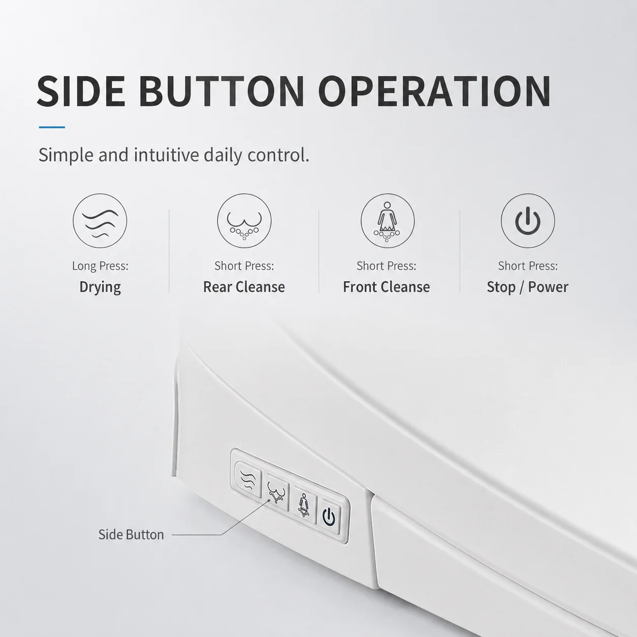 Wealwell OEM Watermark Certified Automatic Self-Clean Intelligent Smart Toilet Seat Remote Control Seat Heating Warm Air Drying