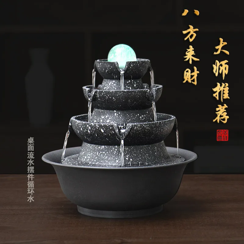 Bafanglai Flowing Water Circulating Water Ornament Office Living Room Feng Shui Wheel Feng Water Ball Shop Front Desk Decoration