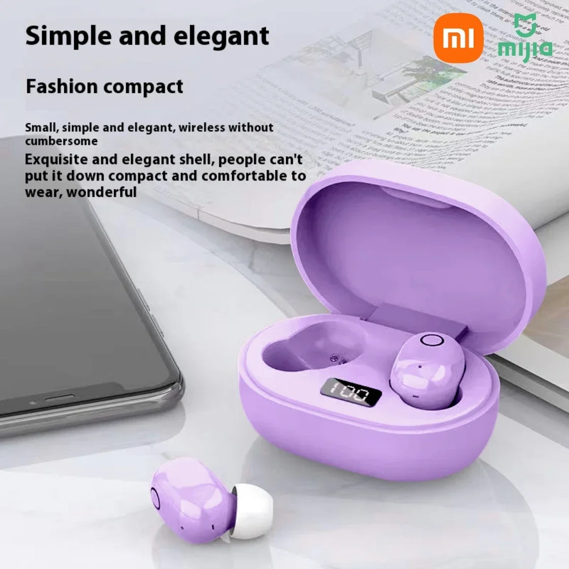 Xiaomi H15 Earphone Bluetooth Nirkabel HIFI Tahan Air Pengurang Kebisingan Tampilan Digital Earphone Bluetooth untuk Berlari