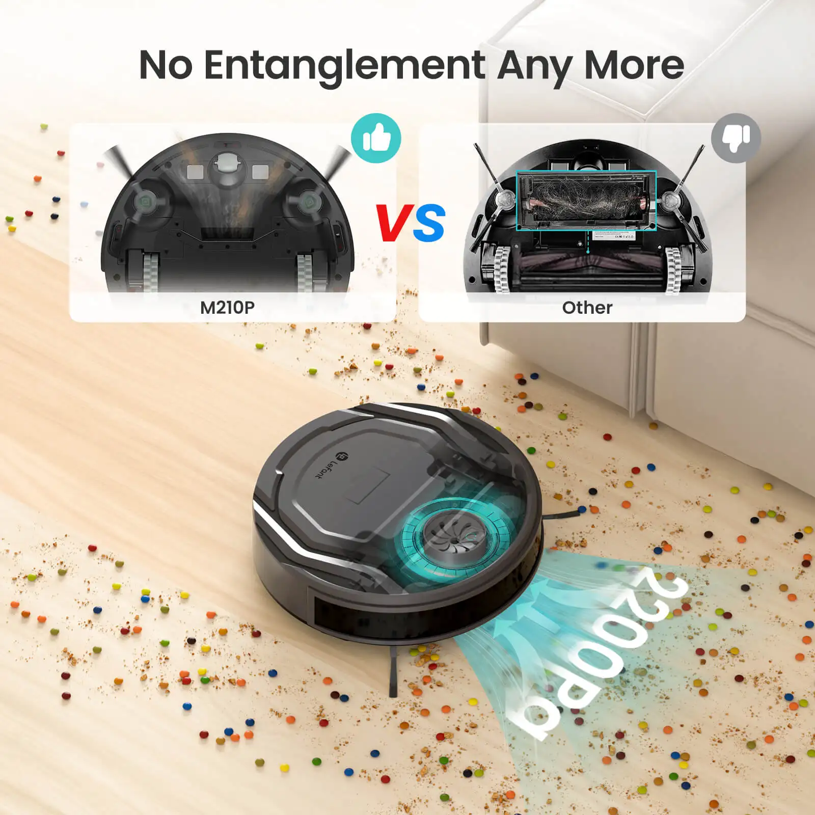 Lefant m210pro robot vacuum čistič vykouřit a zametat 2-in-1 mini app/google/alexa ovládání 6pro úklid režimech pro zvířátko vlasy natvrdo podlaha