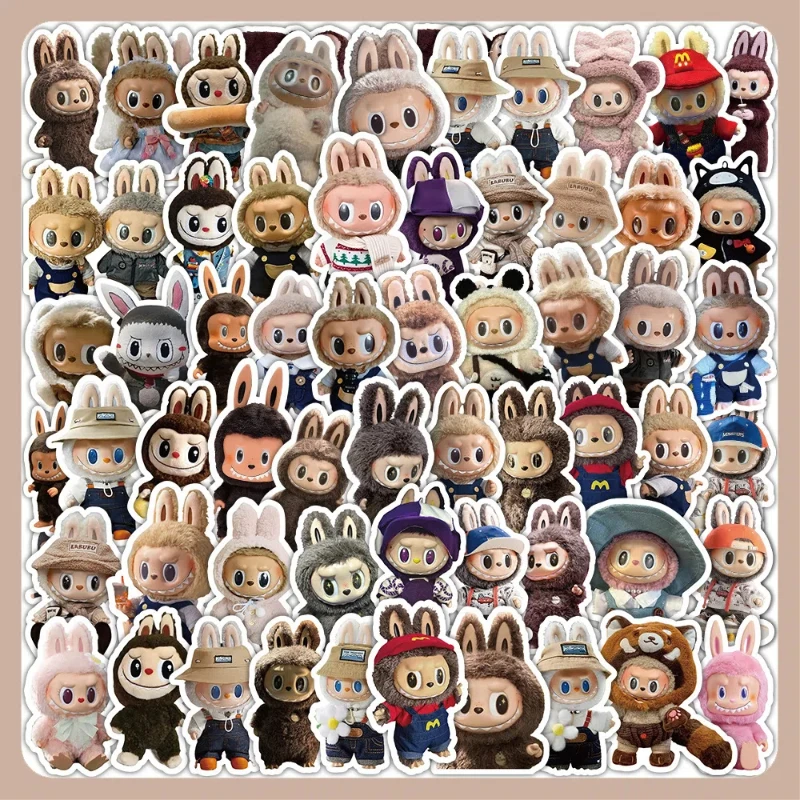 Labubu Doll Stickers 60PCS Cute Cartoon Original Decoration Laptop Mobile Phone Stickers DIY Waterproof Kids Toys Christmas Gift