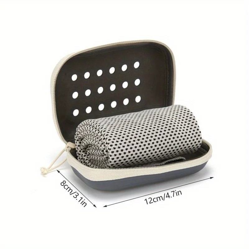 منشفة تبريد سريعة الجفاف مع صندوق تخزين ، ناعمة ، جيدة التهوية ، أطفال ، امتصاص العرق ، البرد ، الرياضة ، الجري ، اليوجا ، صالة الألعاب الرياضية ، النادي ، 1 * #3