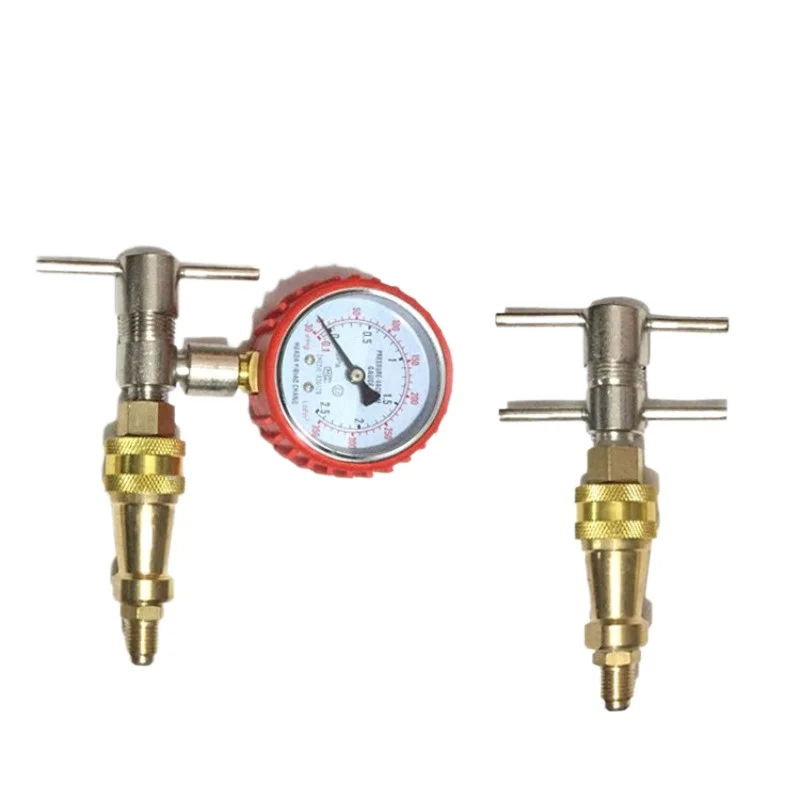 Quick Coupler with/Without Gauge, Pressure Hold Vacuum Filling Solder‑free Connector for Refrigerator Pipeline Cleaning Repair