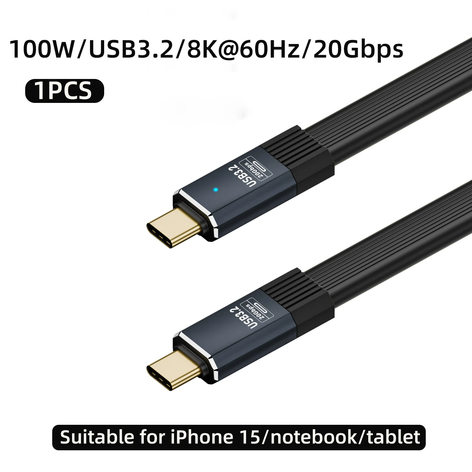 PD 100W USB C to USB C Cable USB 3.2 Type-C Gen2 20Gbps 8K @ 60Hz Video Data Cord for PC Laptop Macbook iPad iPhone 15 Pro Max