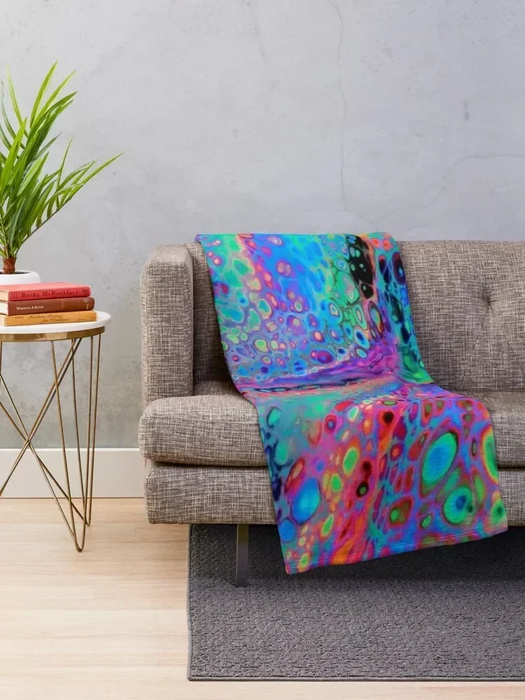 Electric Leopard Pattern Super Fluid Soul Acrylic Pour Design Throw Blanket Nap Retros Blankets