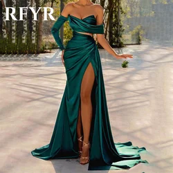 RFYR Simple Green Mermaid Formal Dresses Stain Pleat Party Dress For Wedding Off The Shoulder Special Occasion Dress robe soirée