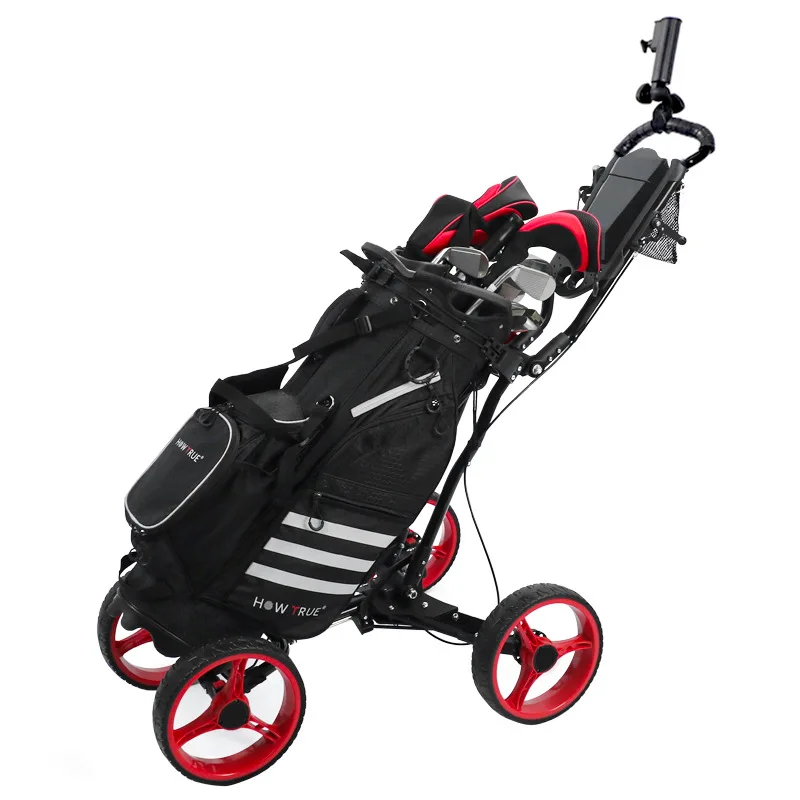 شاحنة جولف 4 عجلات قابلة للطي، شاحنة كروية كبيرة متعددة الأغراض، مقطورة يدوية لملعب الجولف