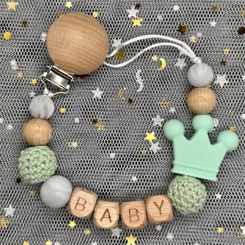 Custom Name Baby Pacifier Chain Clip Dummy Nipples Holder Clip BPA Free Babies Teething Chain Toy Gift For Cute Baby Accessories