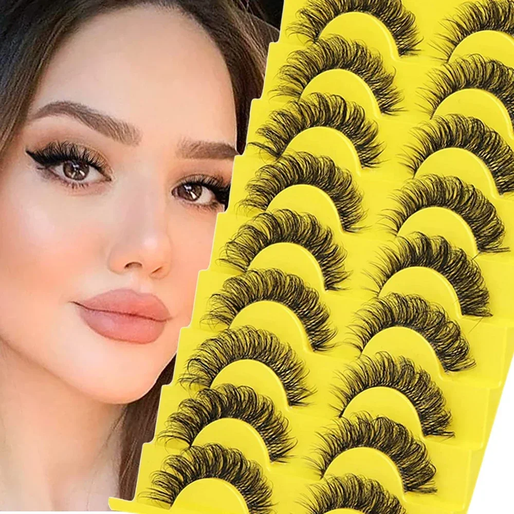 10 คู่ขนตาปลอมขนตาปลอม Fluffy Lashes Dramatic Volume Lashes ขนตายาวธรรมชาติแต่งหน้า