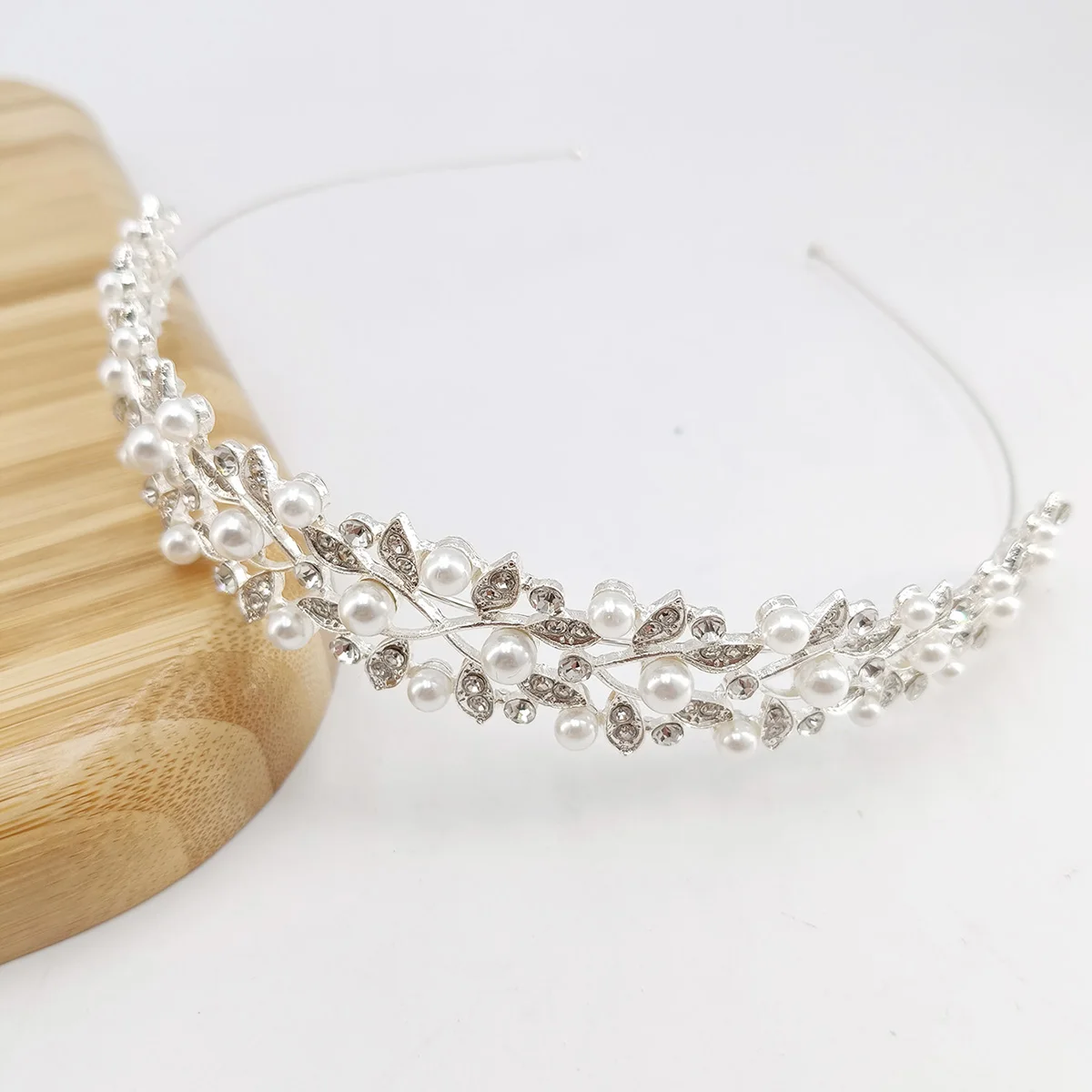 1pc Rhinestone Hair Crown with Ivory Pearl Vintage Crystal Bridal Wedding Tiara Bride Headpiece Crowns Mom-Daughter Headband