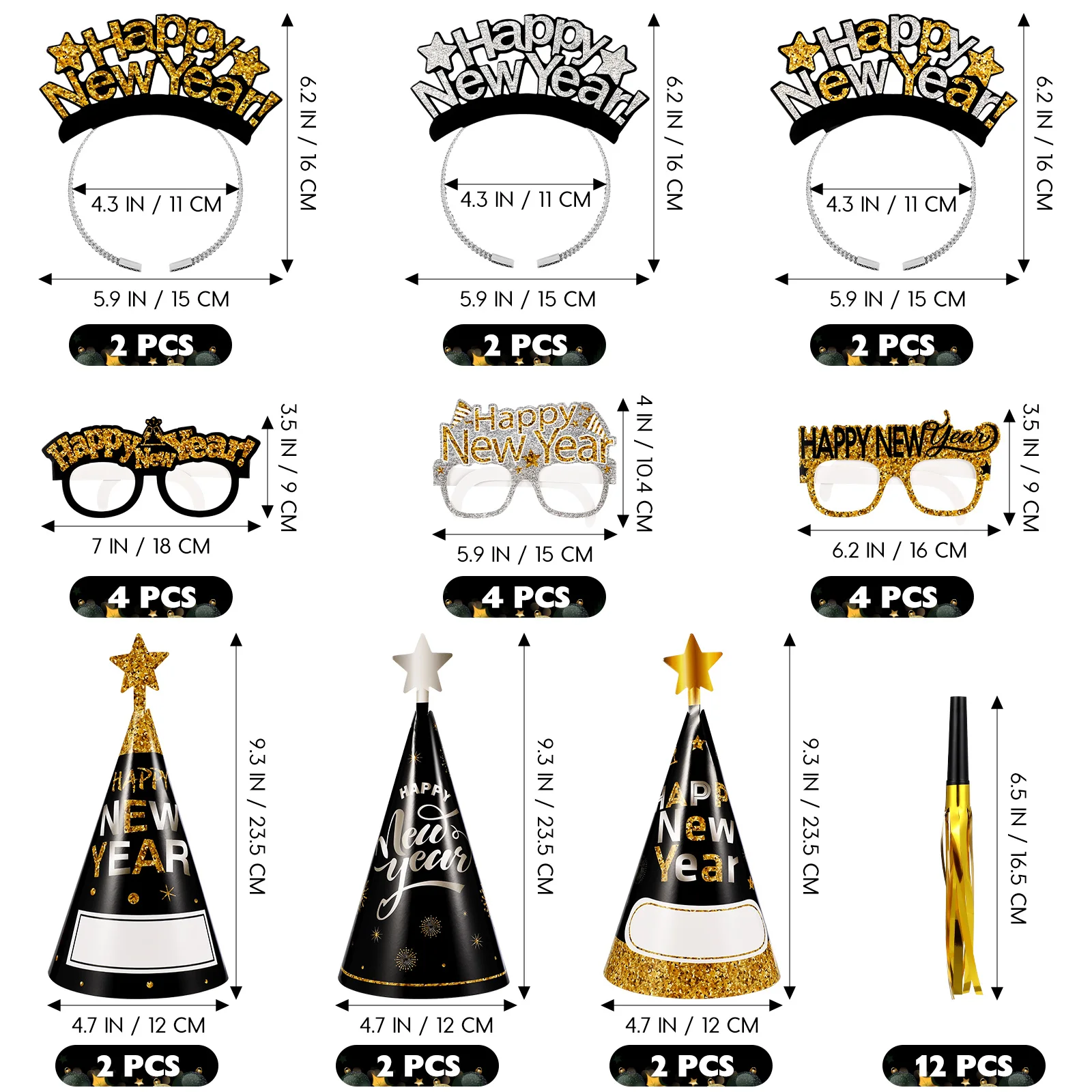 New Year Party Set Gifts Photo Props Years Glasses Booth Top Hat Paper Kit Favors