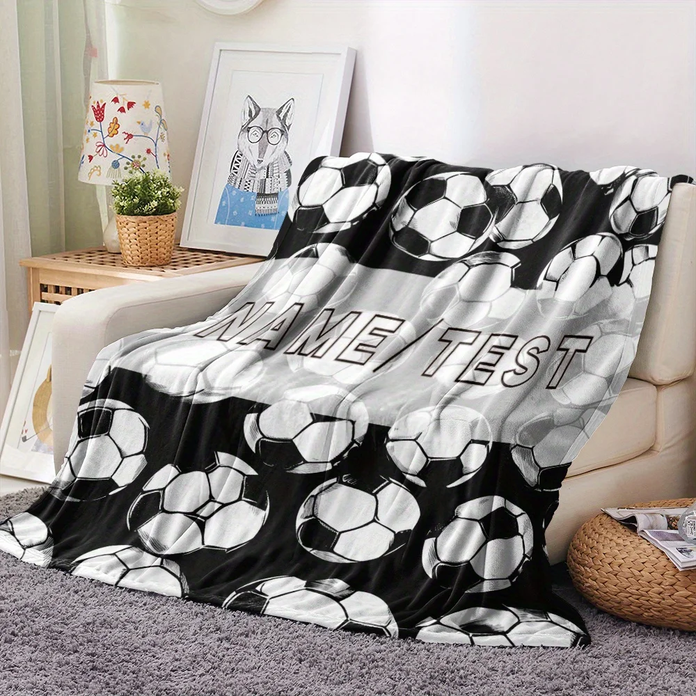 1 piece custom named football champion flannel blanket - soft polyester fiber, machine washable, coarse knit all season