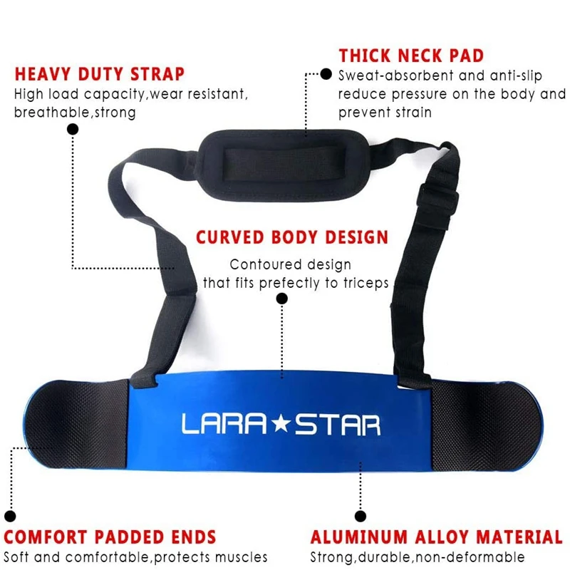 LARA STAR Weightlifting Arm Blaster Adjustable Bodybuilding Straps Curl Triceps Muscle Training Fitness Gym Equipment Blue