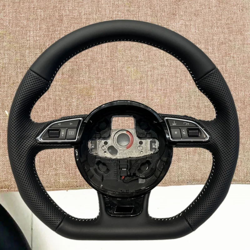 For Audi A3 A4 A5 A6 A7 Q3 Q5 Q7 Fully Perforated Steering Wheel Flat Bottom Steering Wheel Campaign Assembly