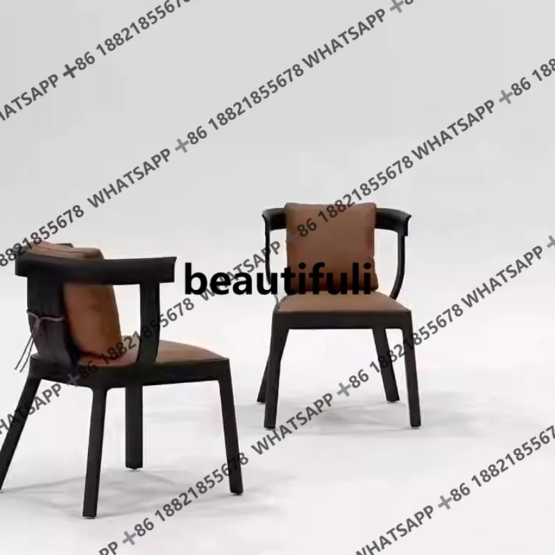 

Solid wood household dining chair, simple light luxury high-end, hotel tea table chair
