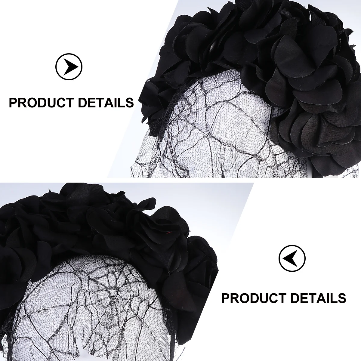 

Simulation Flowers Black Mesh Halloween Headband Floral Crown Easy Wear Costume Hair Accessories for Festivals Role Playing