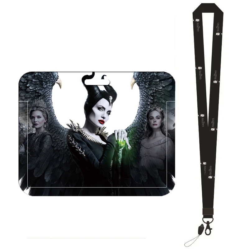 Disney Villains Maleficent ID Badge Holder Lanyards Women Door Card Holders Neck Strap Keychain Credential Gift for Girls