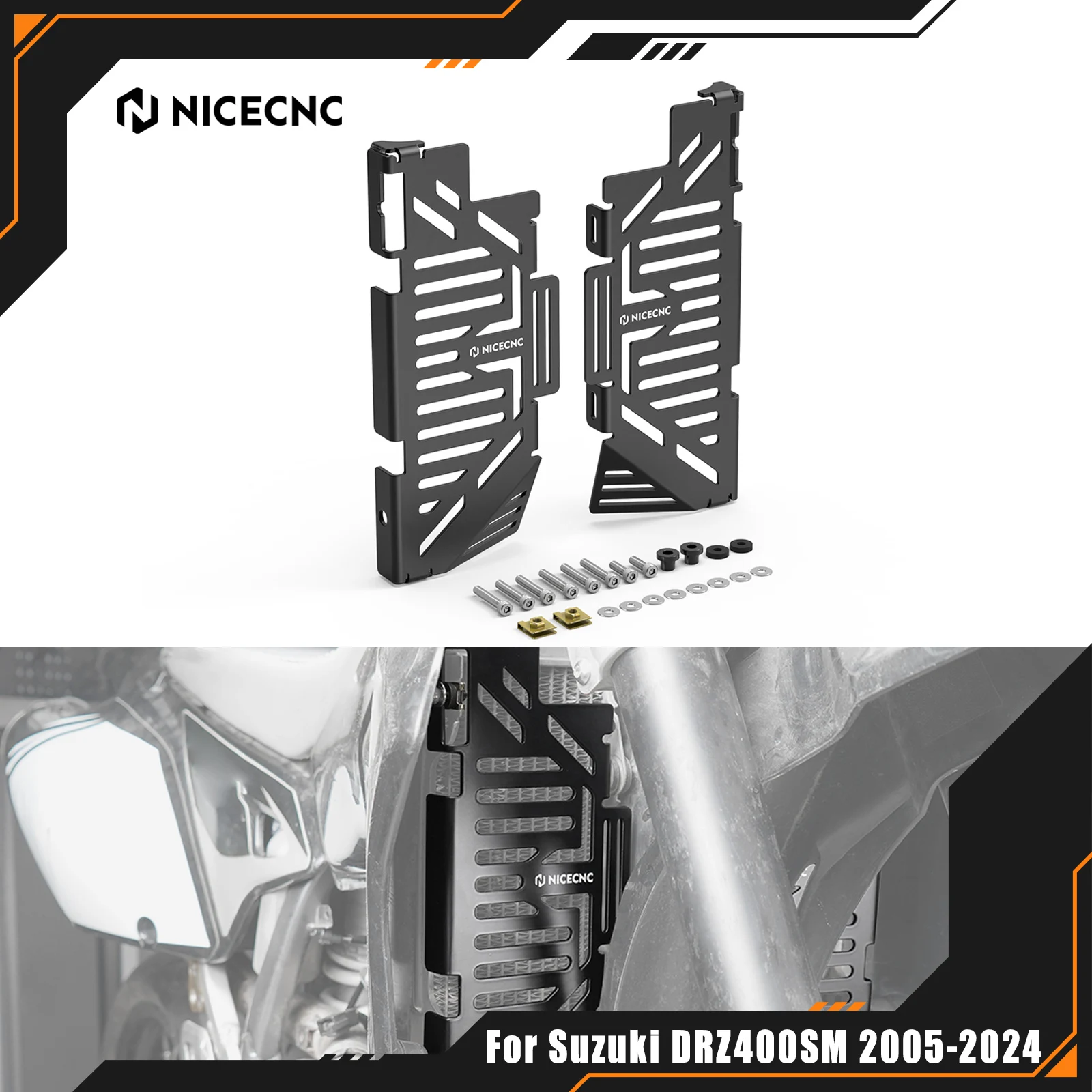 

NICECNC для Suzuki DRZ400S 2000-2024 DRZ400SM 2005-2024 DR-Z 400S DR-Z 400SM Защитная крышка радиатора мотоцикла 2023 2022