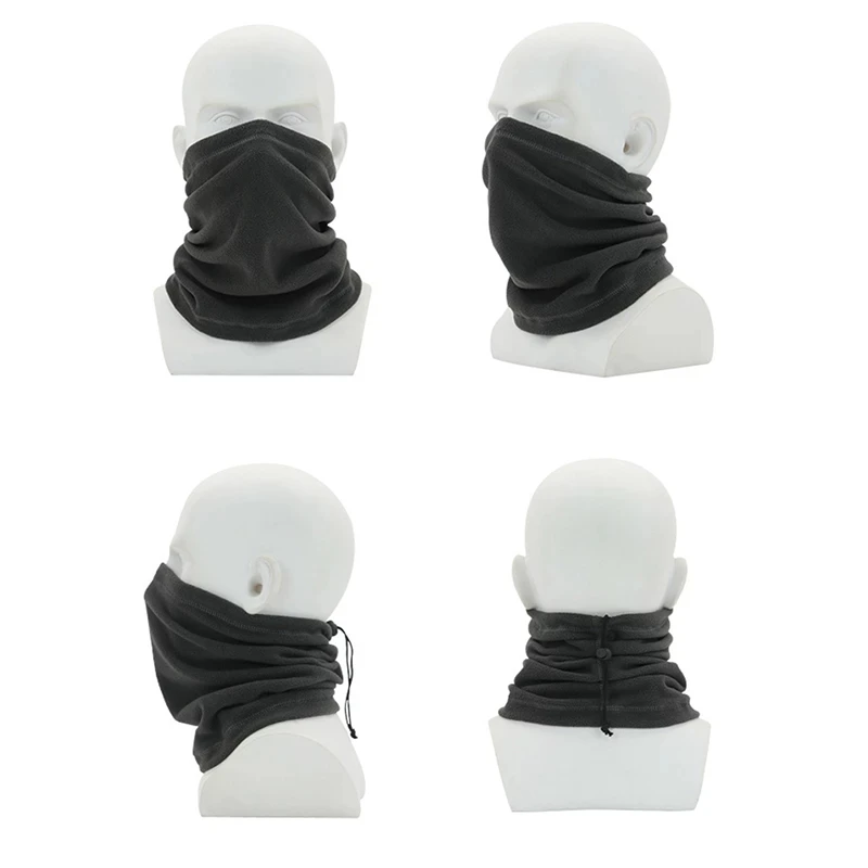 Winter Neck Warmer Cycling Scarf Face Mask Neckerchief Drawstring Polar Fleece Skiing Men Women Hiking Kerchief Camping Sports