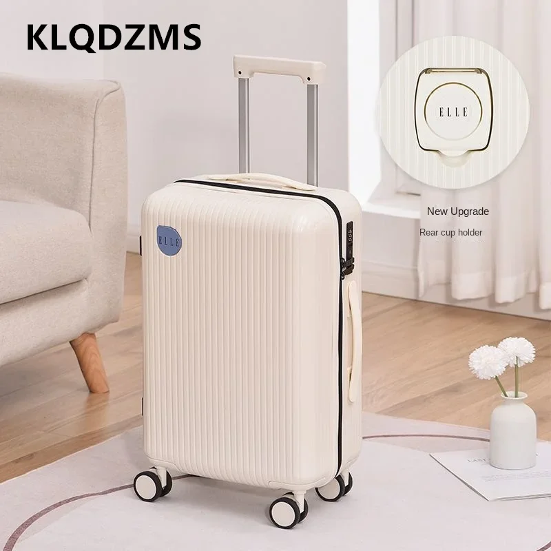 KLQDZMS 24"26"Cabin Suitcase 20 Inches Lightweight Multifunctional Boarding Box USB Charging Trolley Case with Wheels Luggage