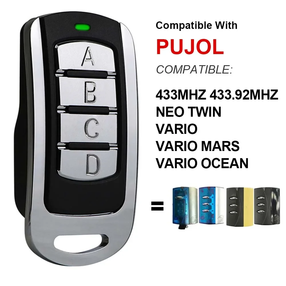 PUJOL 433.92MHz Remote Control Rolling Code for Pujol MARTE P215 TWIN VARIO VARIO MARS VARIOOCEAN NEO Garage Gate Opener