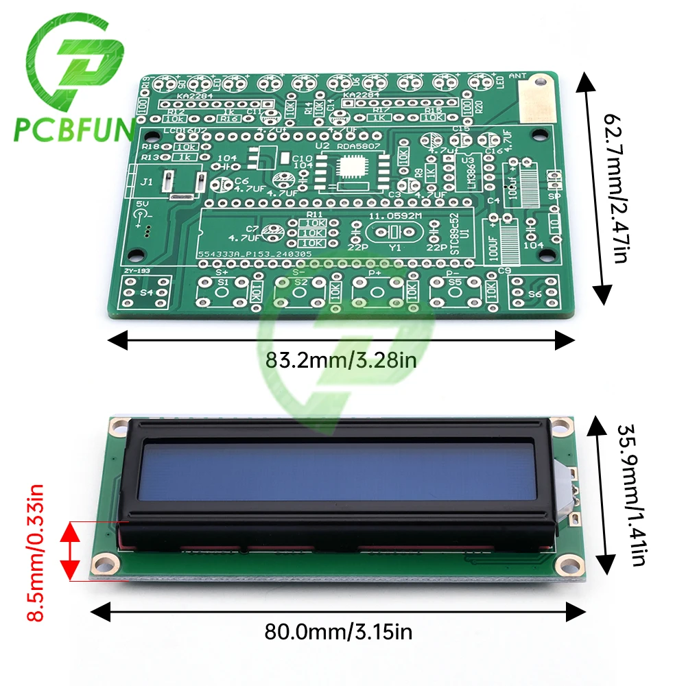 87-108MHZ zestaw montażowy cyfrowego radia FM FM RDA5807 wyświetlacz LCD DIY lutowane luźne części