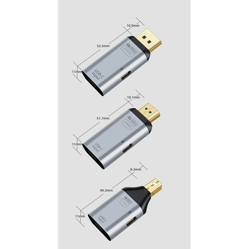 USB C Adapter Type-C Female To -Compatible DP Minidp Male Adapter HD Video 4K@60Hz