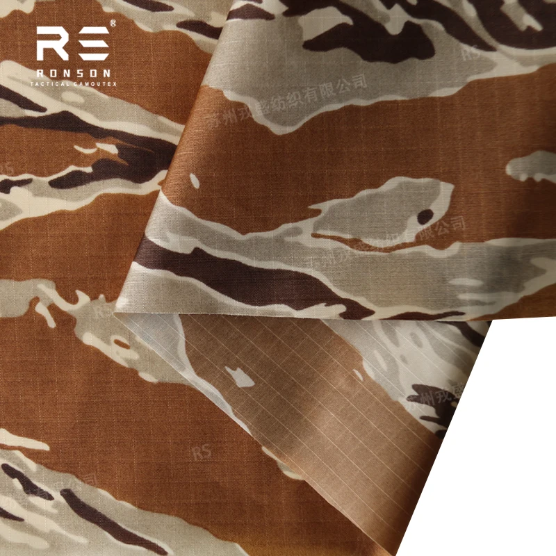 hot sale 70D ripstop desert tiger stripe camo tactical fabric in stock
