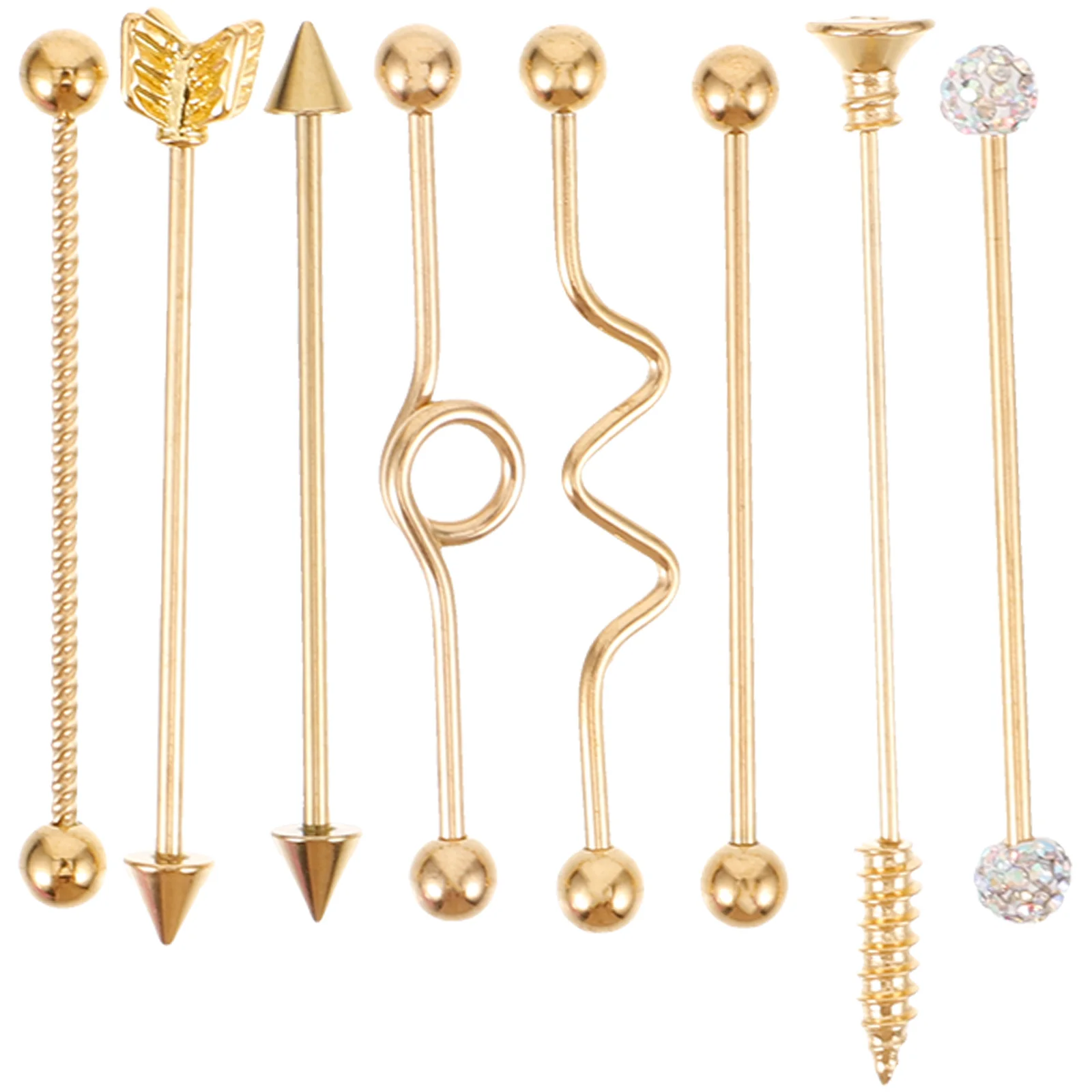 Set di viti per espansione orecchio da 8 pezzi, gioielli penetranti, borchie, frecce industriali, orecchini con bilanciere