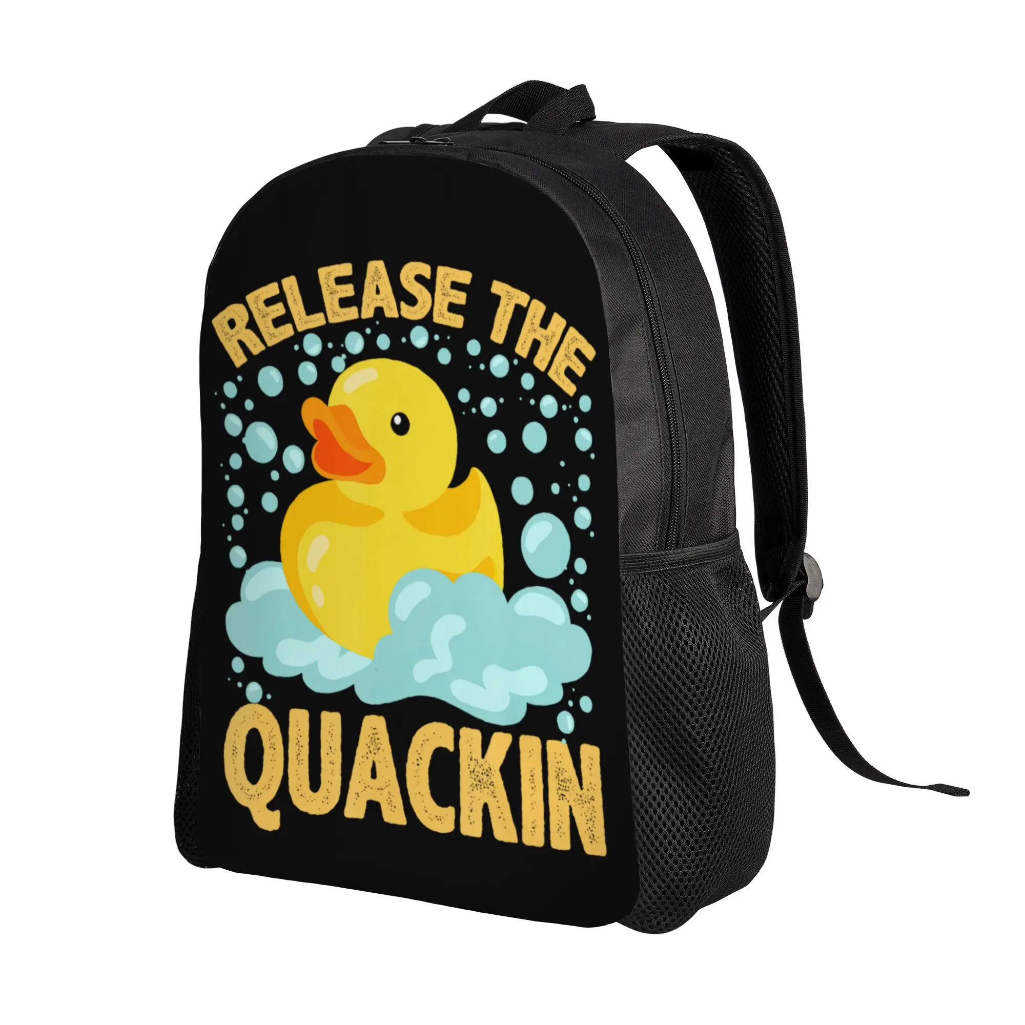 Release The Quackin Rubber Ducky Backpack  Outdoor Backpacks Men Novelty School Bags Custom Breathable Rucksack