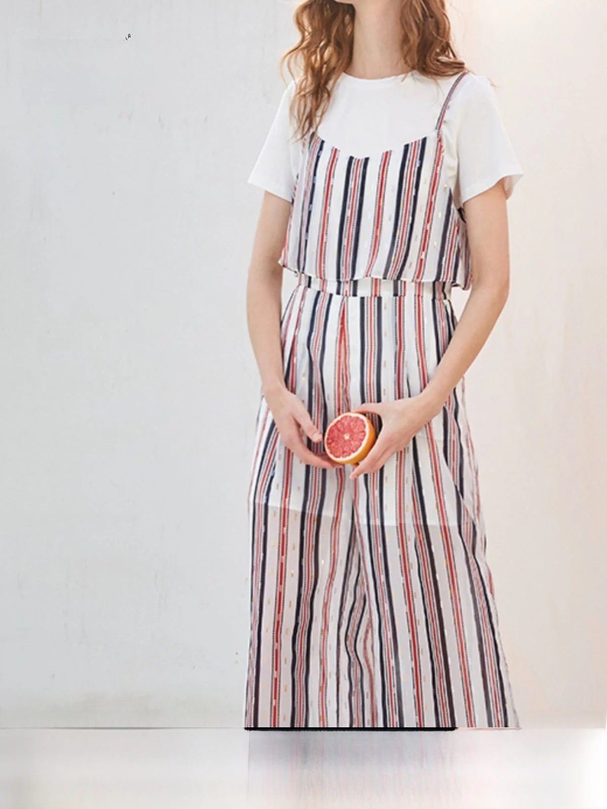 

OuRui High Waist Wide Leg Pants Striped Loose Fit Thin Long Pants Women's Summer Faion Commute Sle Clothes