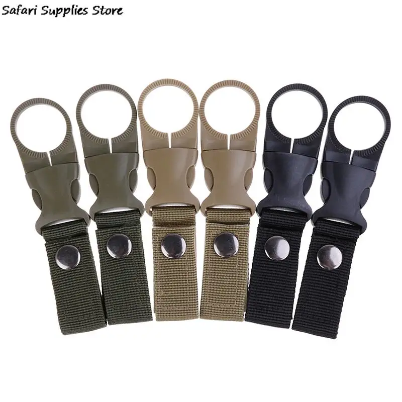 2pcs Water Bottle Holder Clip Multifunction Water Bottle Nylon Webbing Buckle Hook Climbing Carabiner Belt Backpack Hanger Hooks