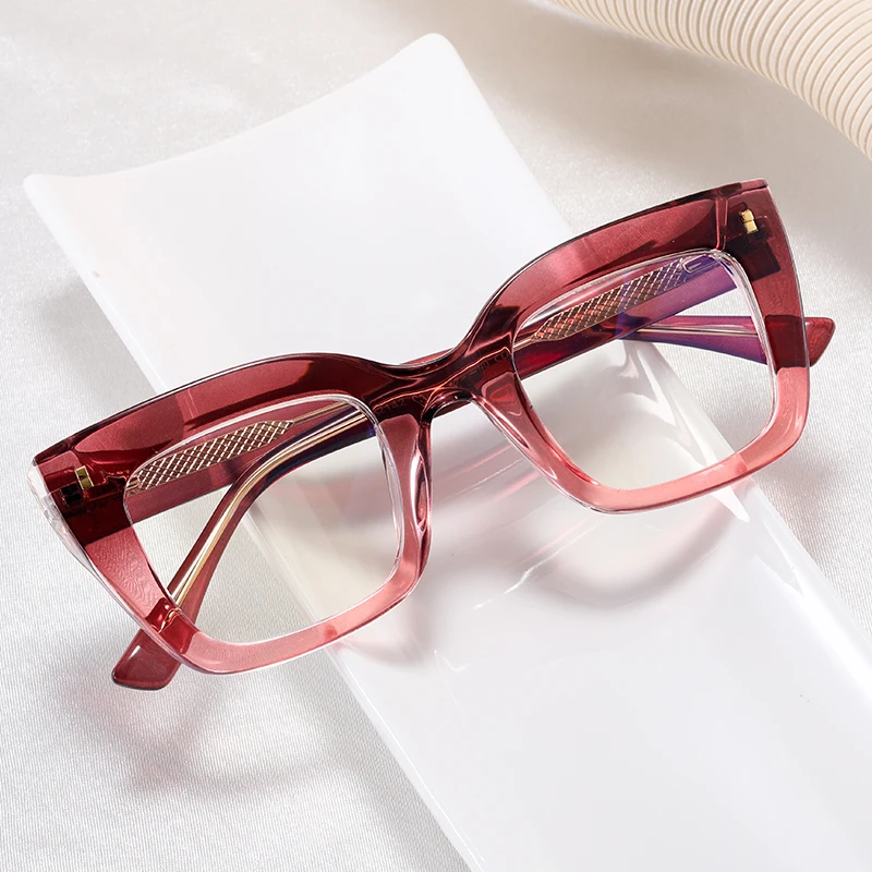 BEMORE Women Butterfly Anti-Blue Light Myopia Reading Minus Diopter Correction Eyeglasses with Prescription