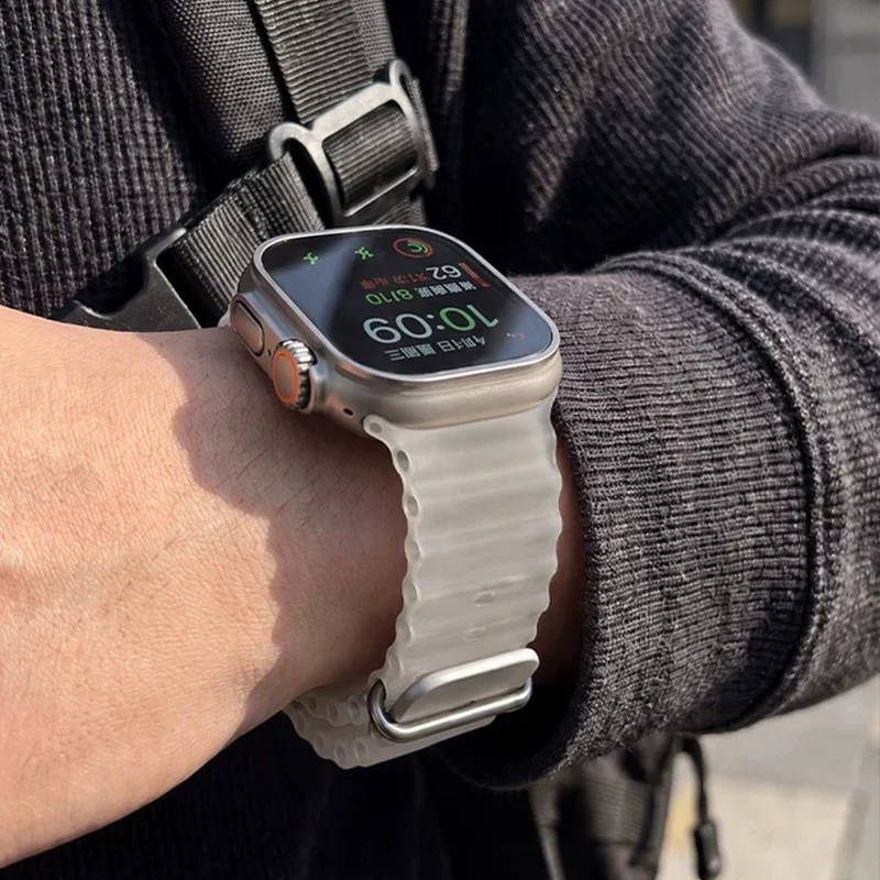 Correa translúcida Ocean para Apple Watch Ultra 4, 3 correas de 49 mm, 44 mm, 40 mm, 45 mm, 41 mm, 46 mm, pulsera de silicona para iWatch 12, 11, 10, 9, SE, 8, 7.